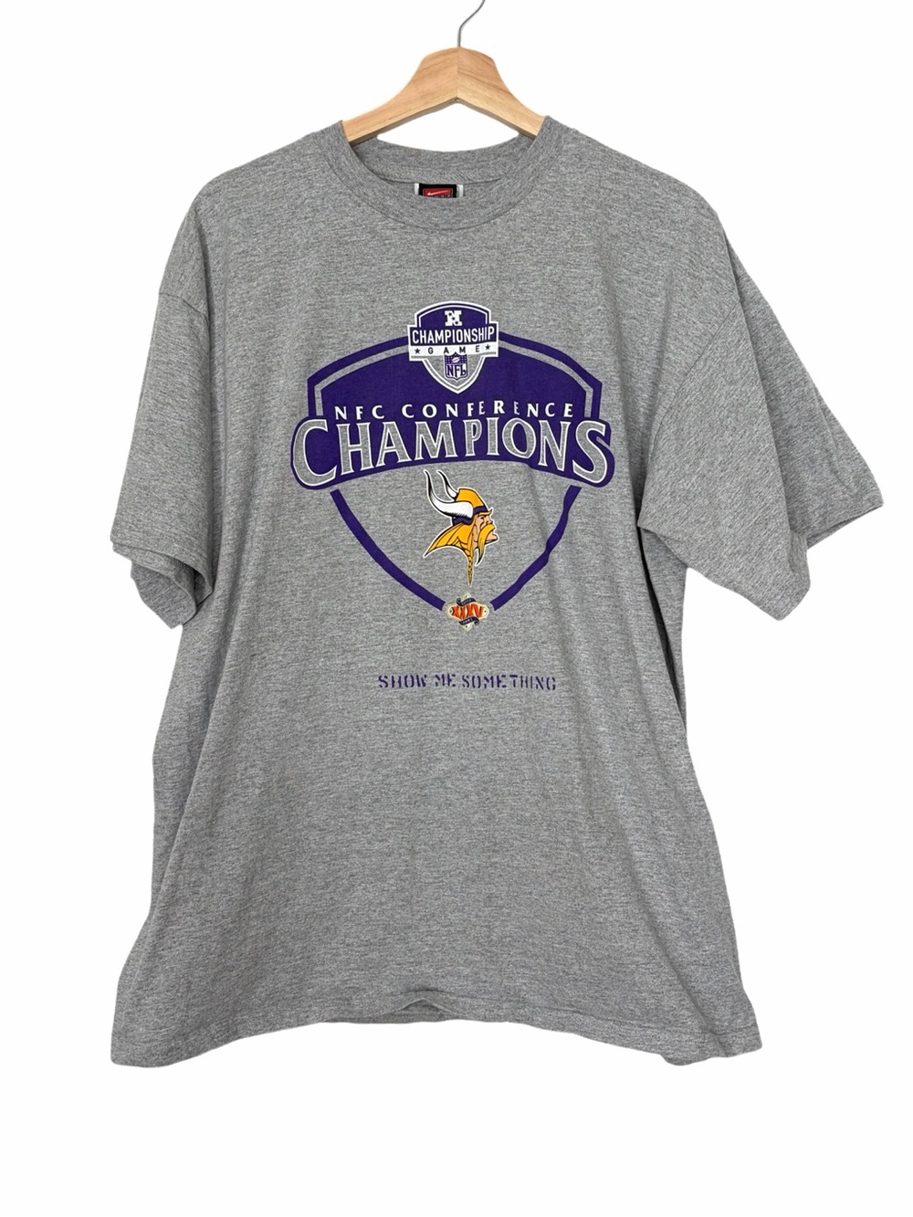 Vintage Gray Nike Minnesota Vikings T-Shirt 1998 NFC Conference Championship Lrg